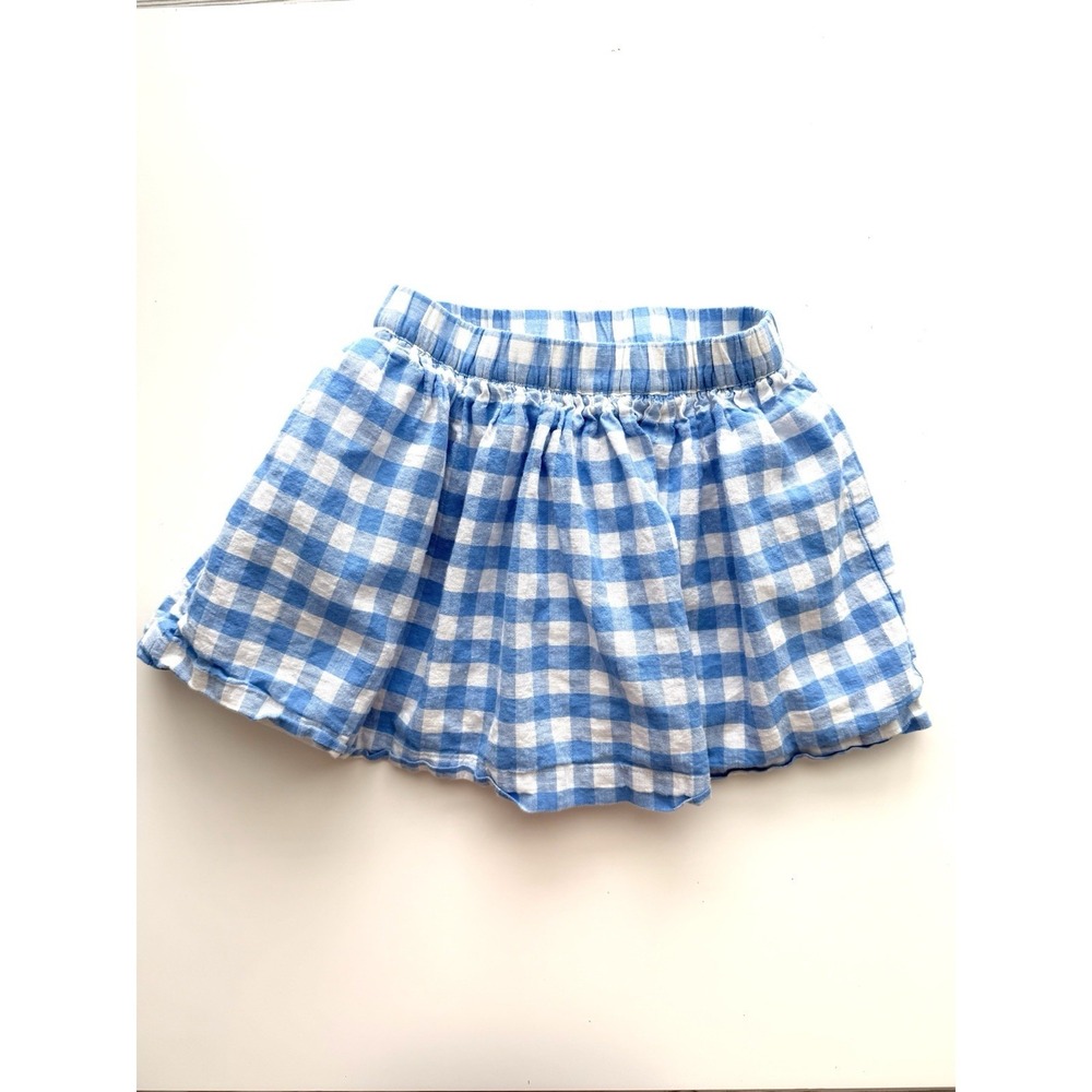 Gap Gingham Mini Skirt Girls Small Blue White Plaid Summer Prairie Cottagecore